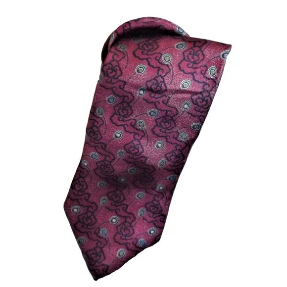 Museum of Fine Arts Boston Men's Silk Tie Burgundy Abstract Print 56 inches - Picture 5 of 5